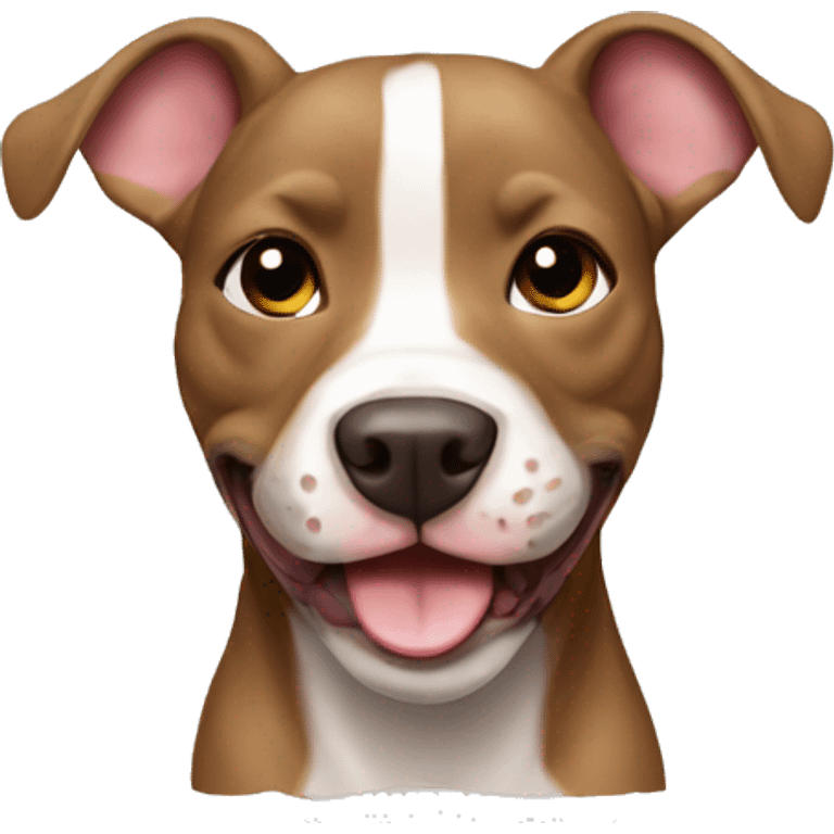 a fawn pitbull with a big smile emoji