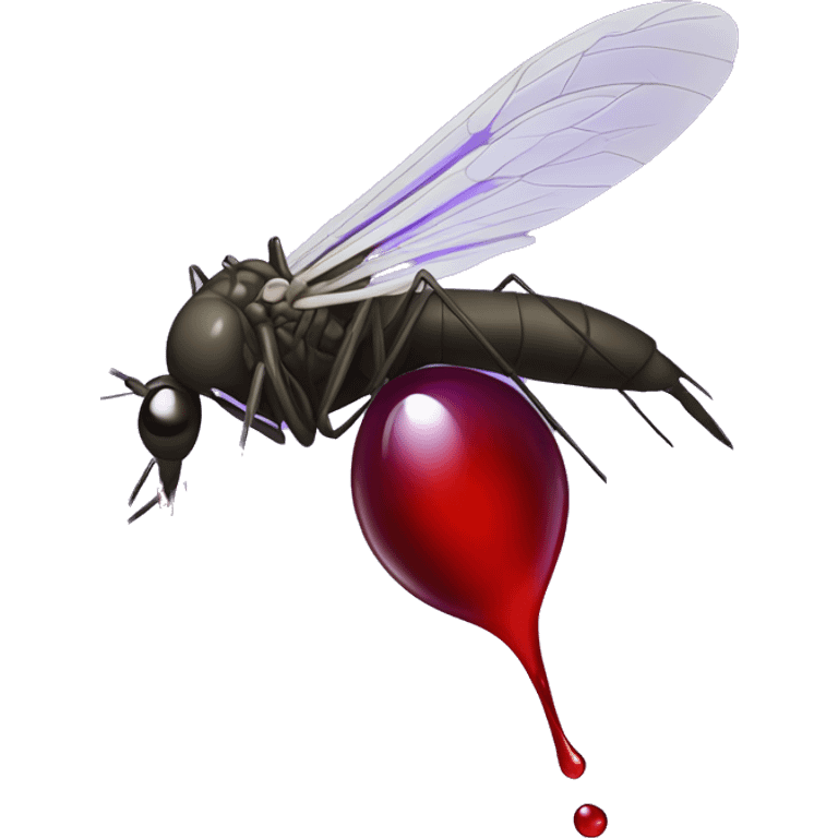 Mosquito sucking purple blood drop emoji