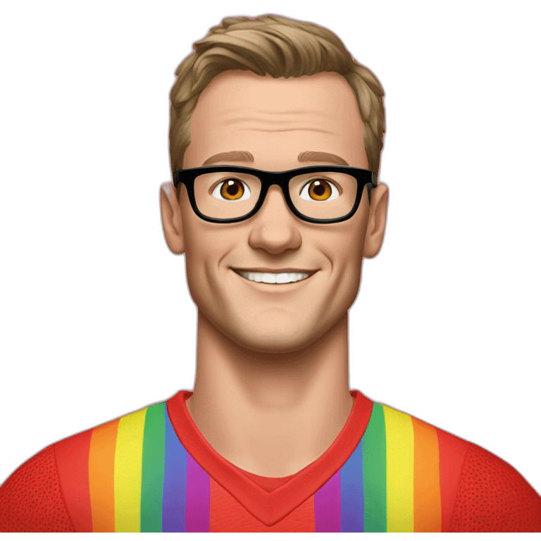 Jonathan Toews wearing glasses and rainbow clothes emoji