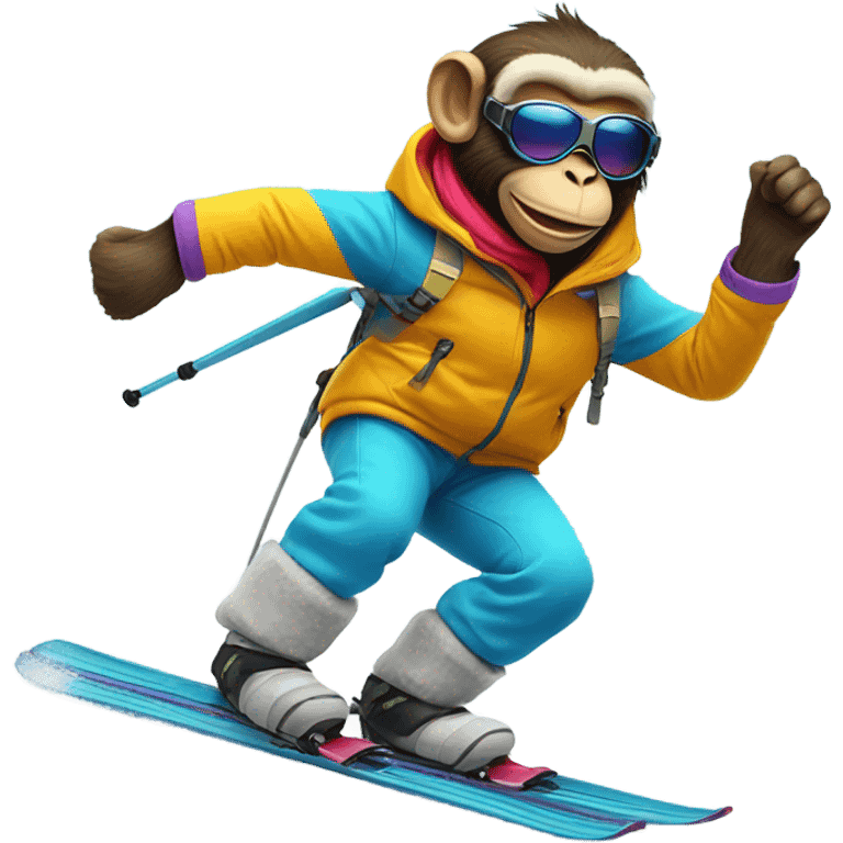 Skiing monkey with a big head emoji