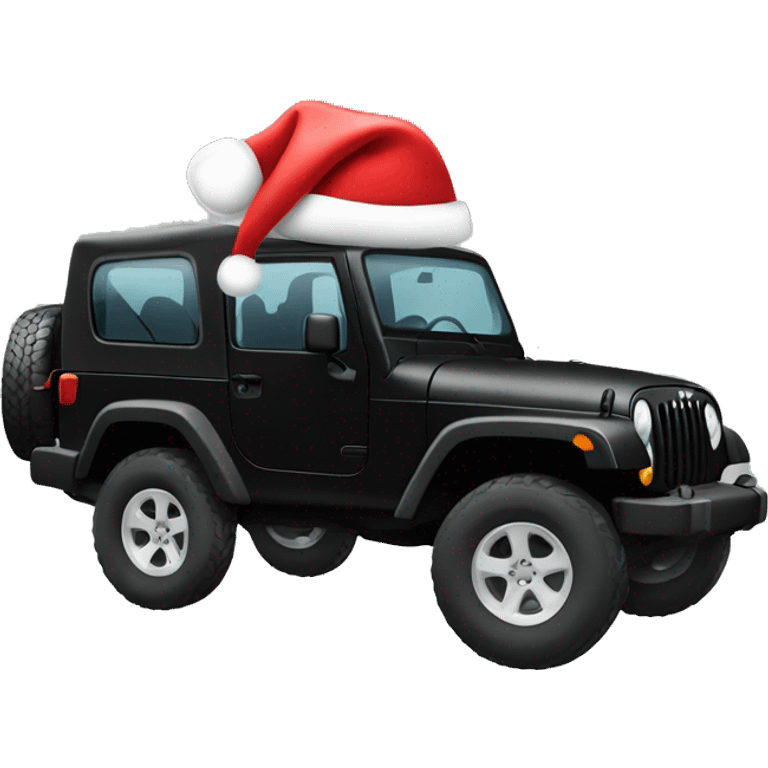 Black jeep with Santa hat emoji