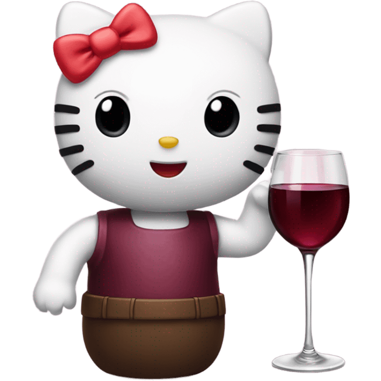 Hello Kitty drinking red wine emoji