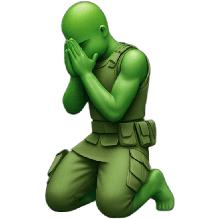 green army man praying on knees emoji