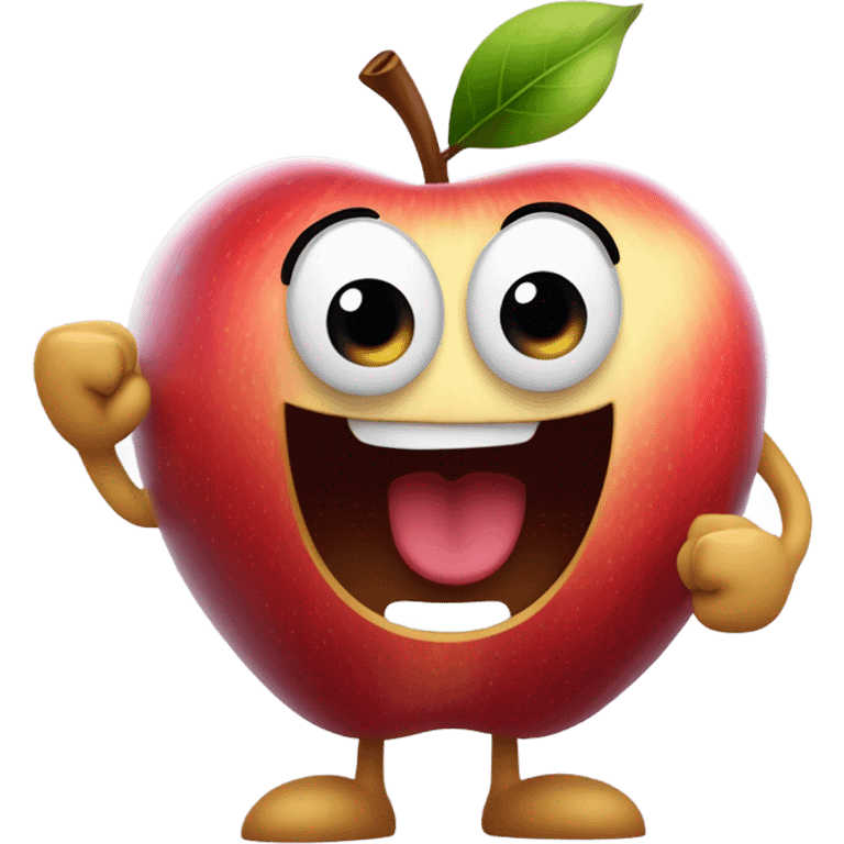 Apple with face and limbs emoji