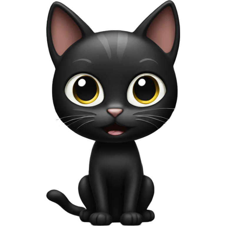 black cat standing with paws up emoji