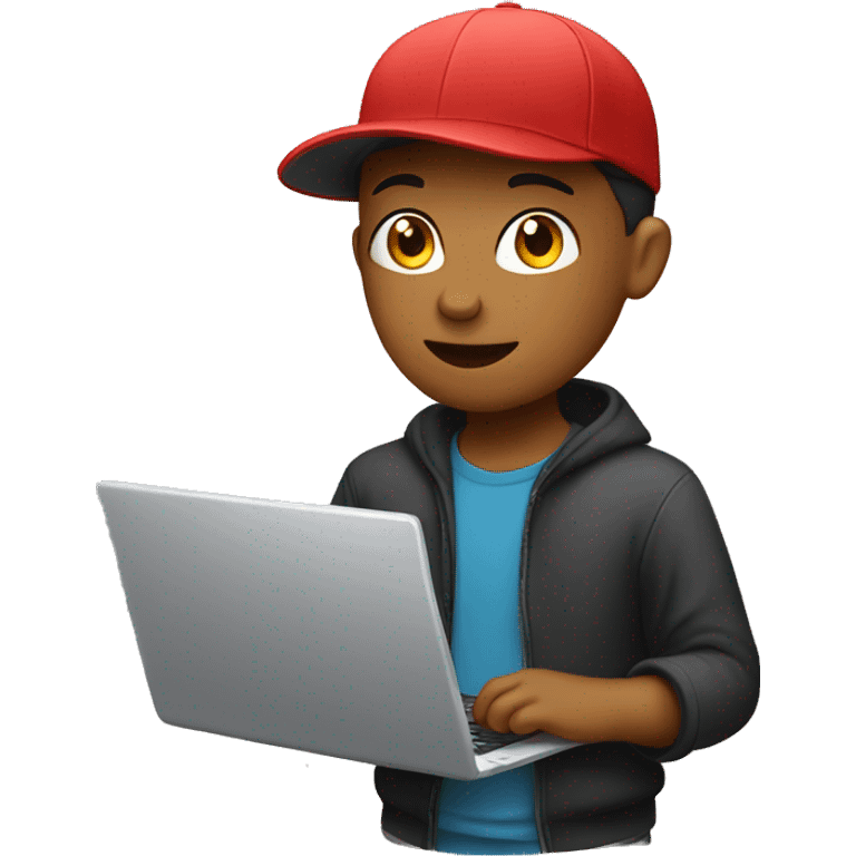 boy with cap and laptop emoji