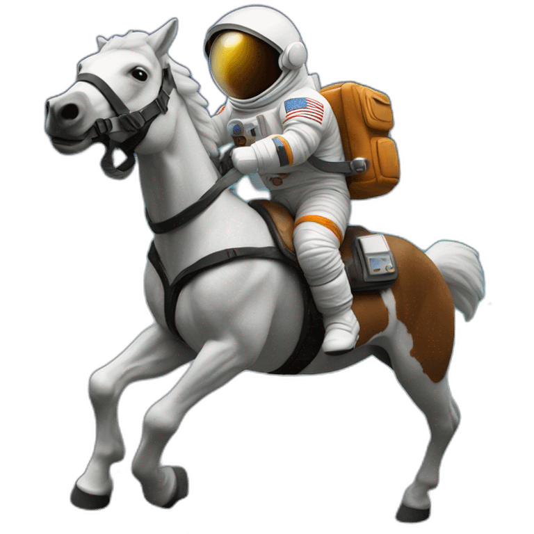 Astronaut with helmet shut riding a wild horse emoji