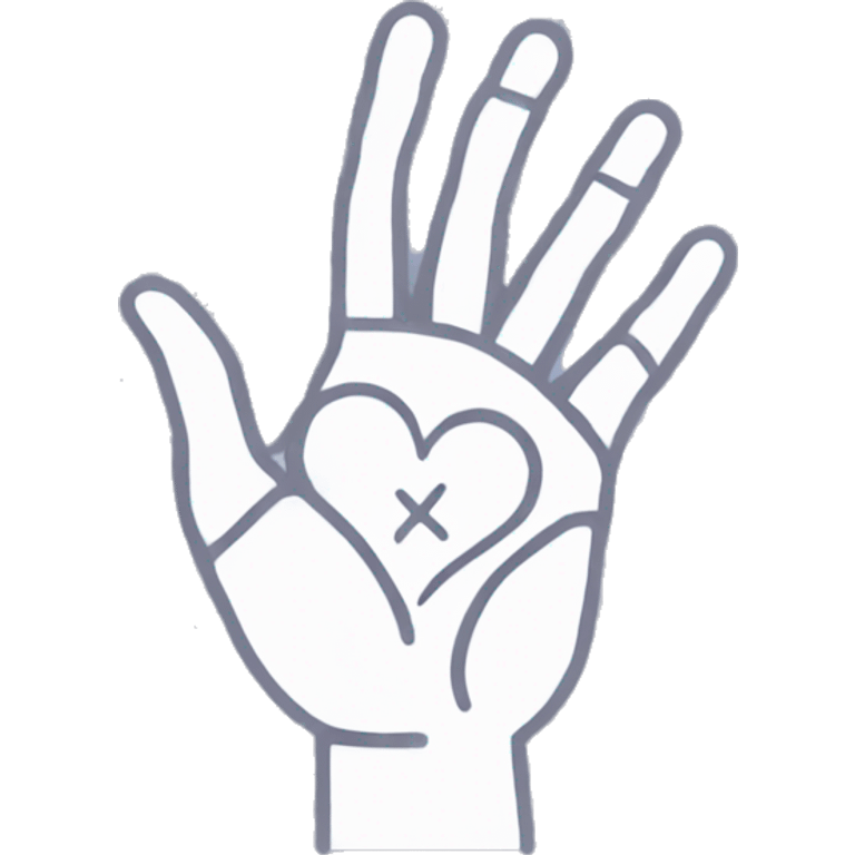 An icon of an open hand with detailed and precise palm lines, focusing on the heart line, life line, and fate line. The design is minimalistic and clean, emphasizing the palm lines without any additional symbols or elements. emoji