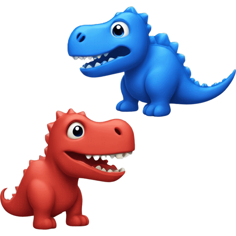 A red dinosaur and a blue dinosaur emoji