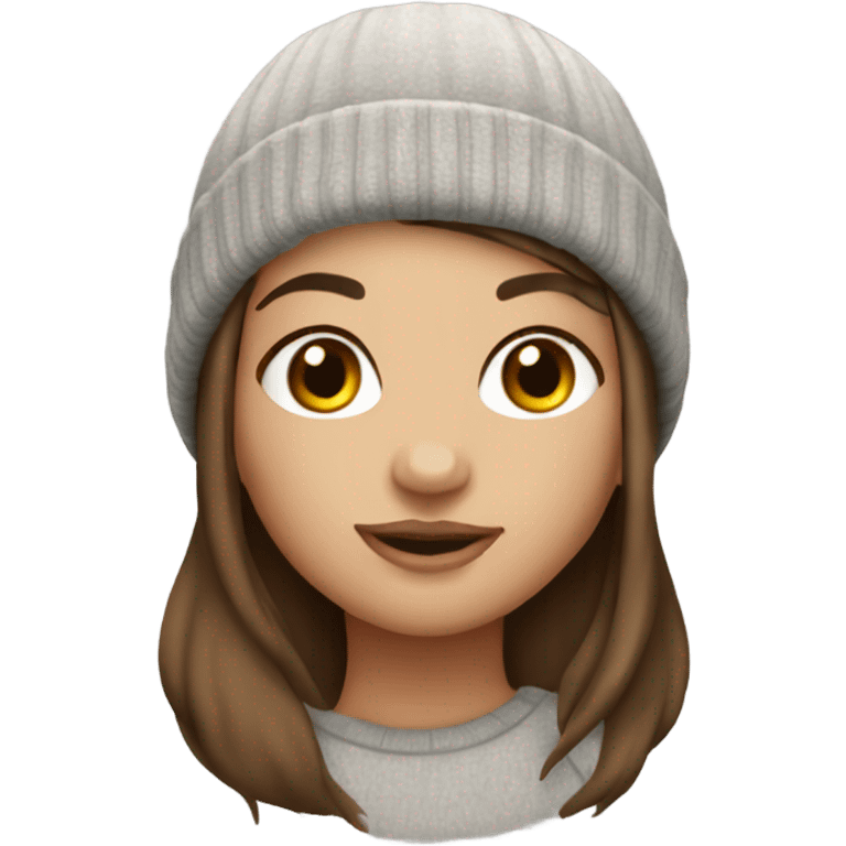 Beautiful brown haired tattooed girl wearing a beanie emoji