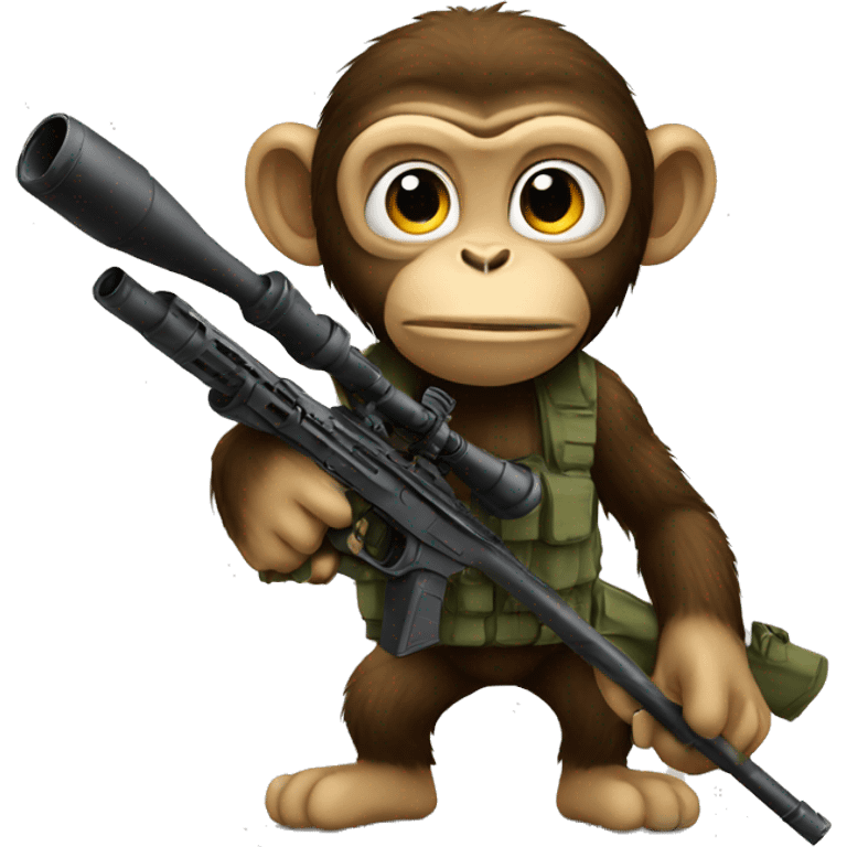 A monkey holding a sniper  emoji