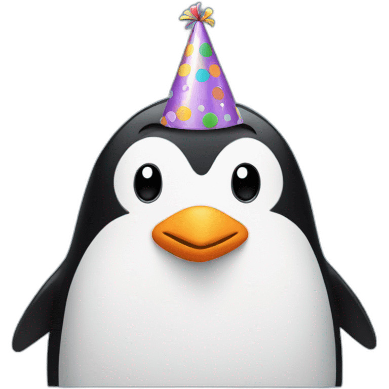 penguin with birthday hat emoji