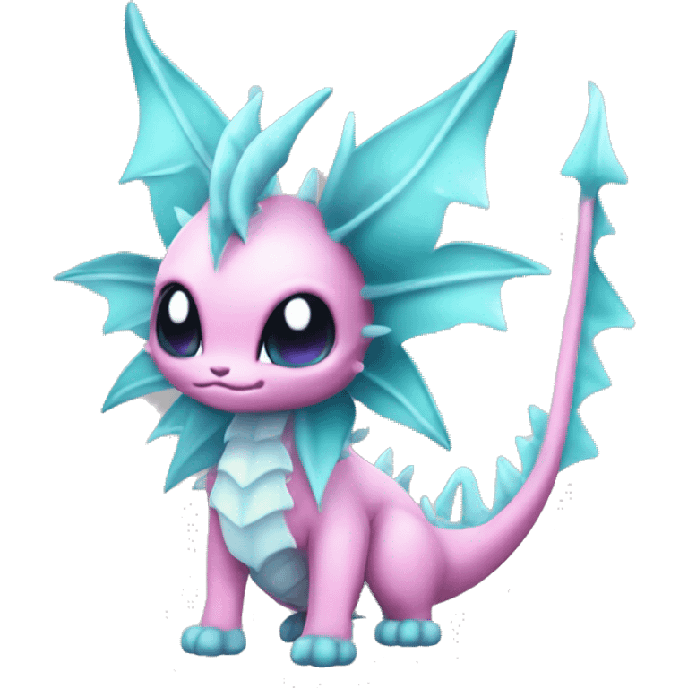 Pink Edgy Ethereal Vaporeon dragon With Fins and spikes full body emoji