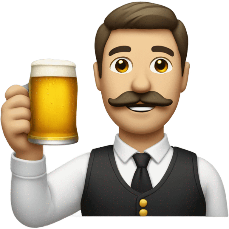 Guy with mustache that has beer in hand emoji