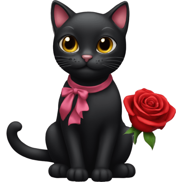 Black cat with a rose emoji  emoji