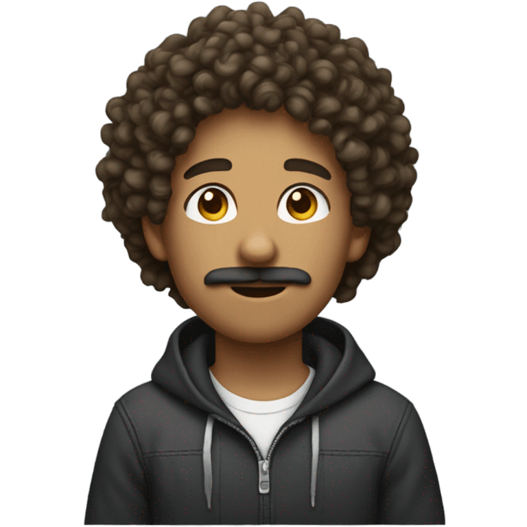 a curly head teenager with a goatee mustache  emoji