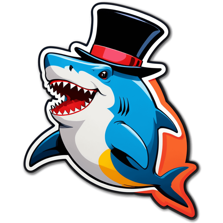 Shark with a top hat emoji