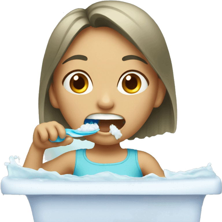 girl washing her teeth emoji