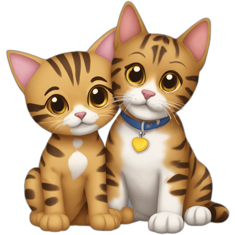 Hugging-bengalcat-and-yorkie emoji