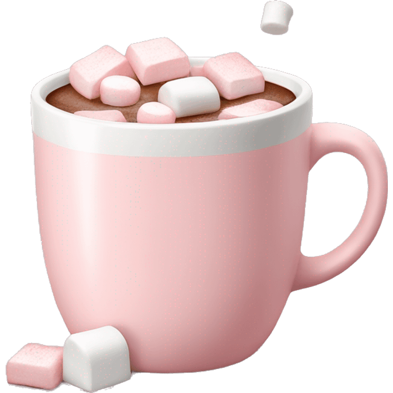 Light Pink mug of hot chocolate with marshmallows  emoji