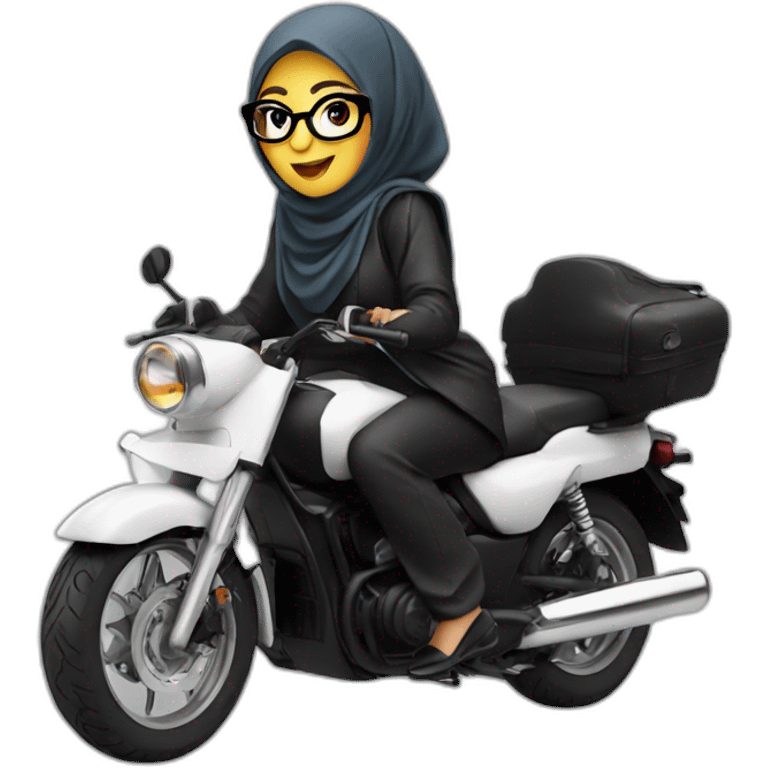 Hijab on motorcycle with glasses in Marocco emoji