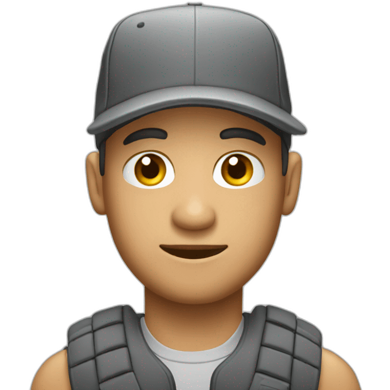 man with baseball cap and computer emoji