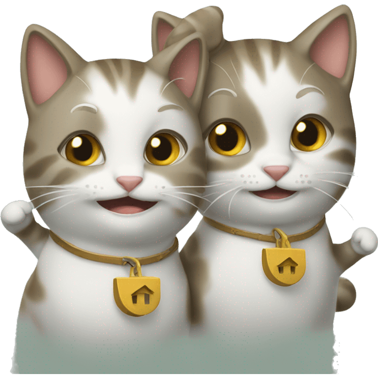 two happy cats buying a house emoji