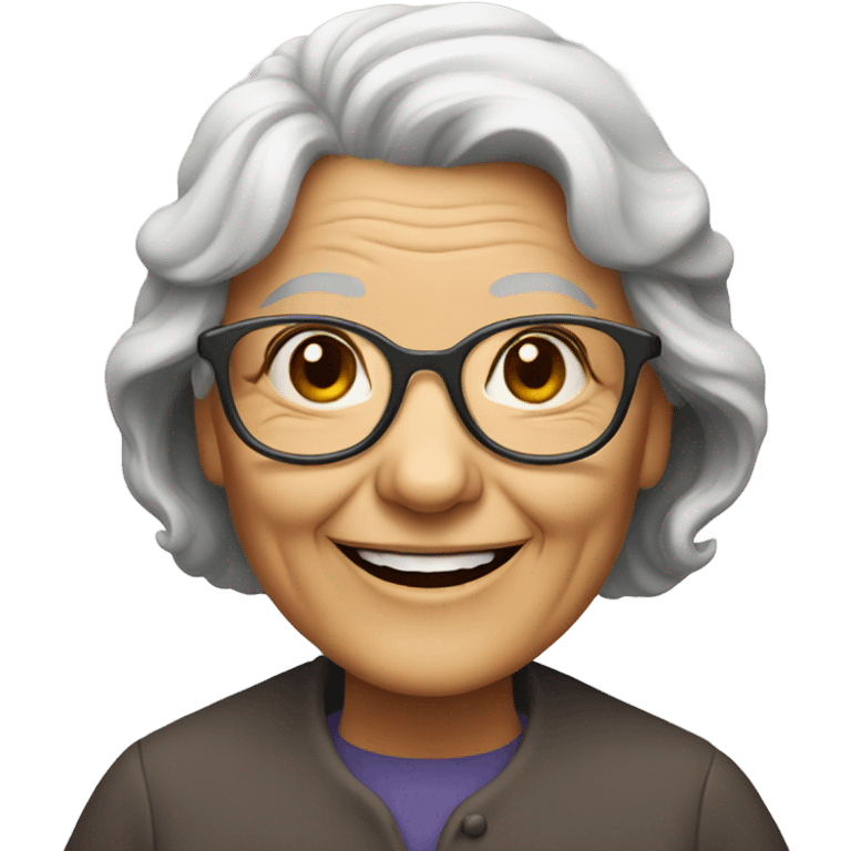 smiling old woman with glasses emoji