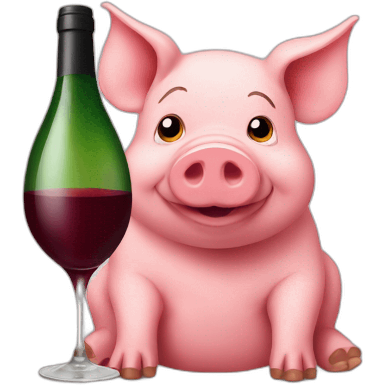 Pig drinks red wine emoji