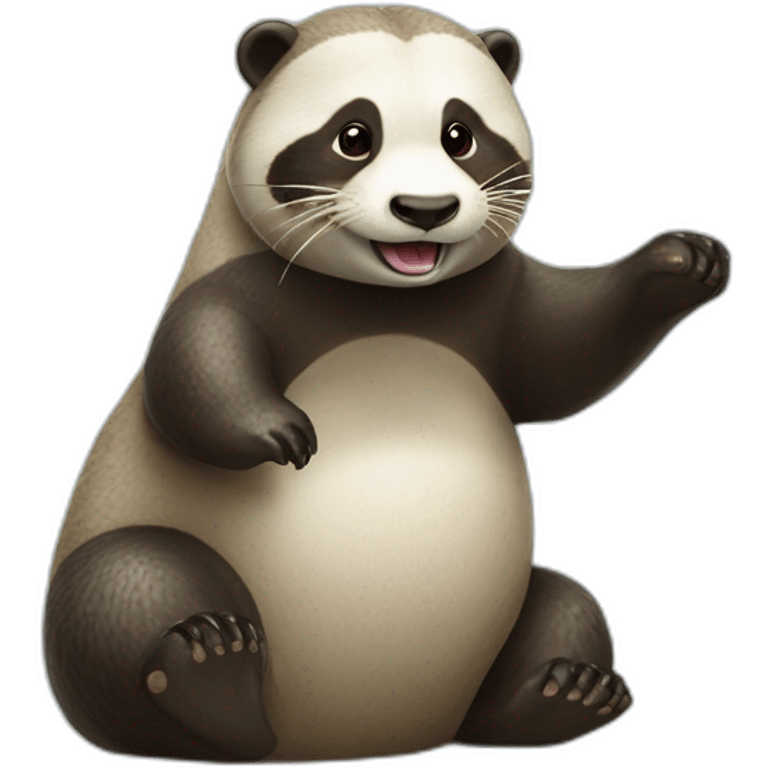 Loutre sur un panda emoji