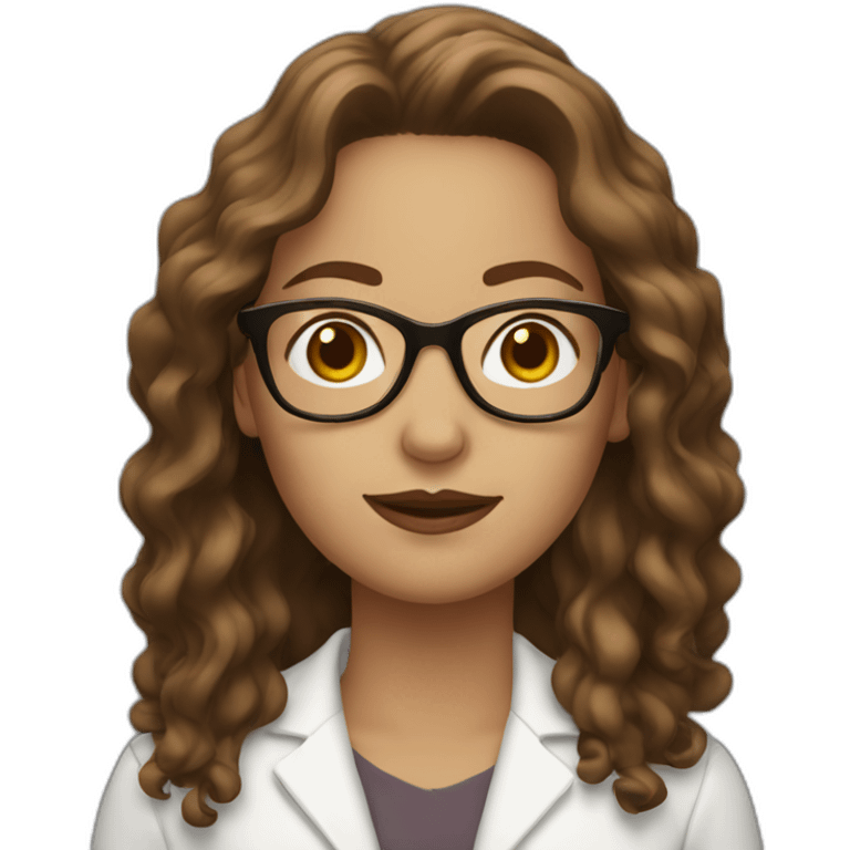 white woman with brown wavy hair white glasses emoji