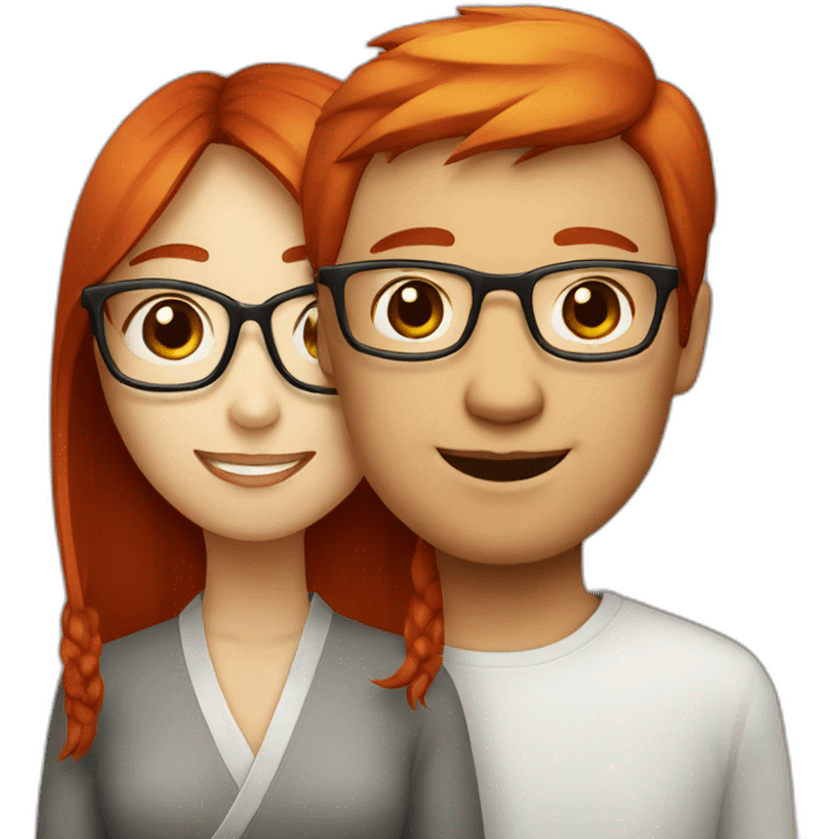 Red head girl and chinese man with glasses emoji