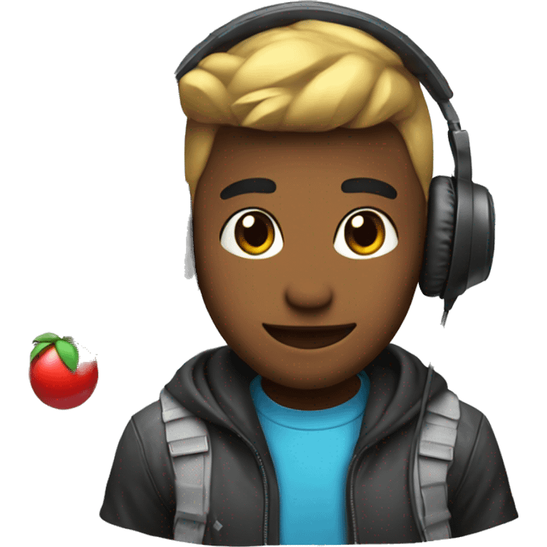 gamer with headphones and a Nintendo switch emoji