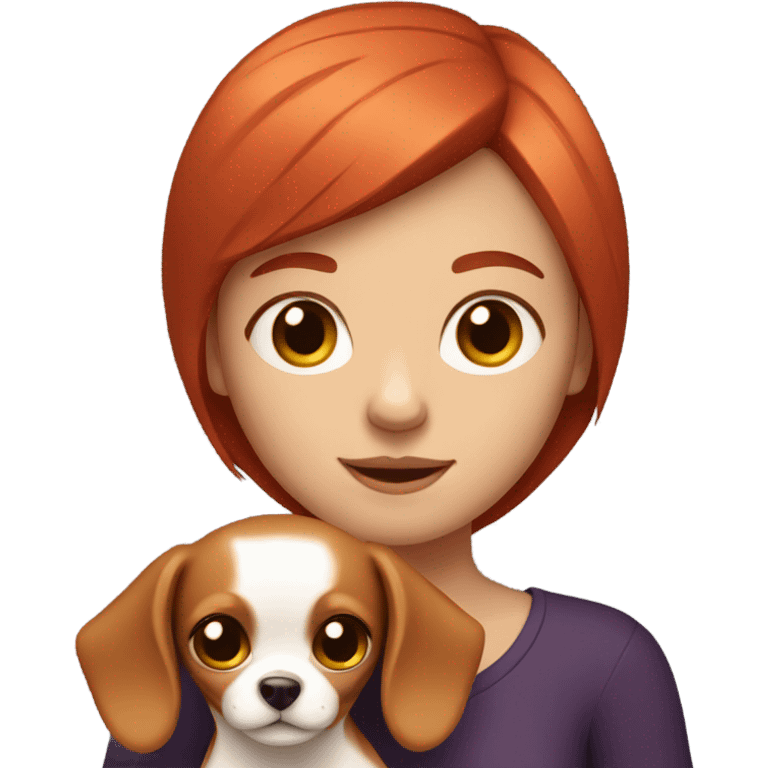 Girl with red hair holding a Chihuahua emoji