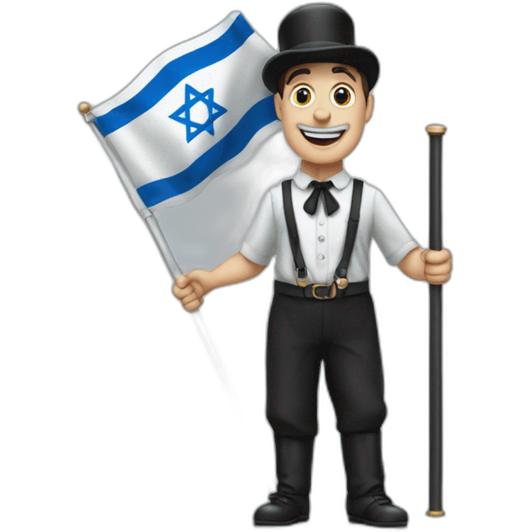 Charlie chaplain Carrying the flag of Israel emoji