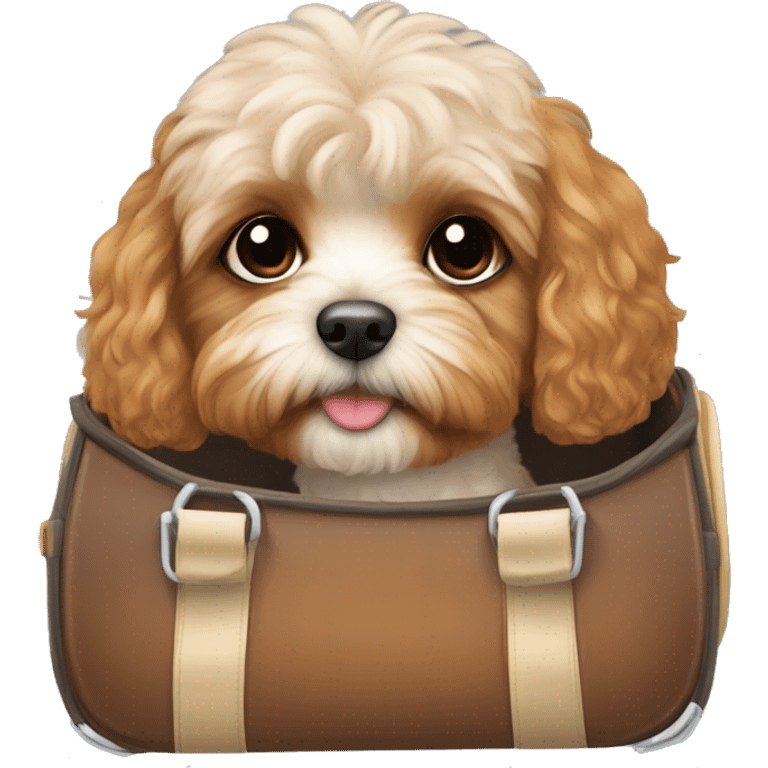 Cavoodle in dog carrier emoji