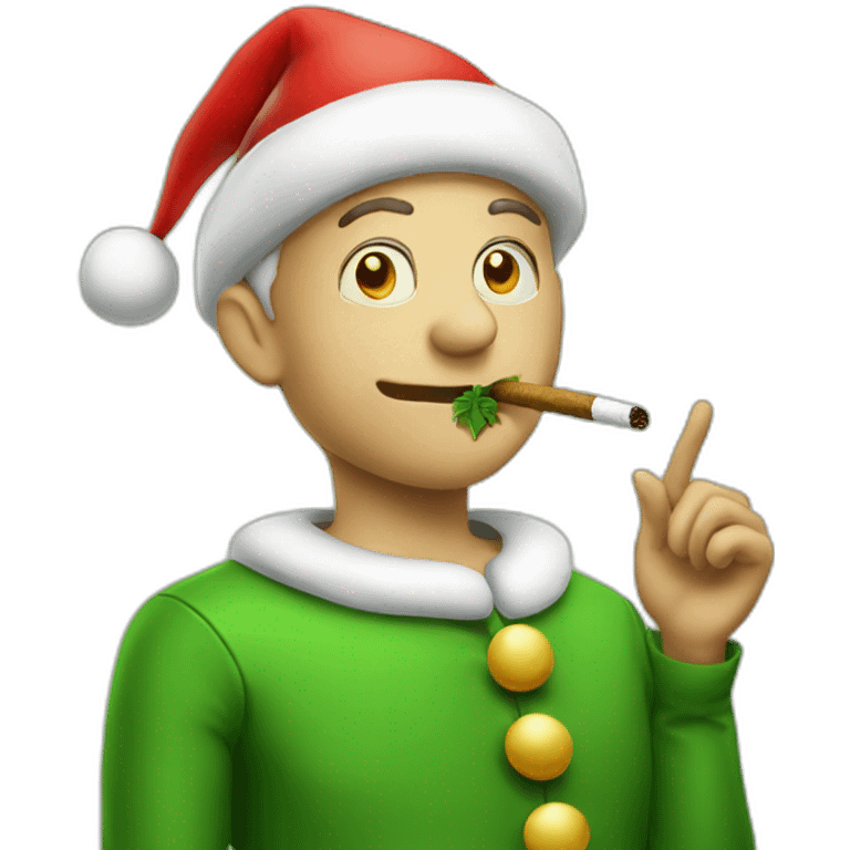 smoking weed christmas elf emoji