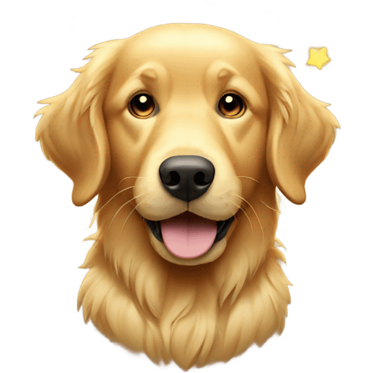 golden retriever with lighting bo emoji