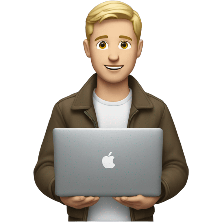 a young white man with macbook emoji