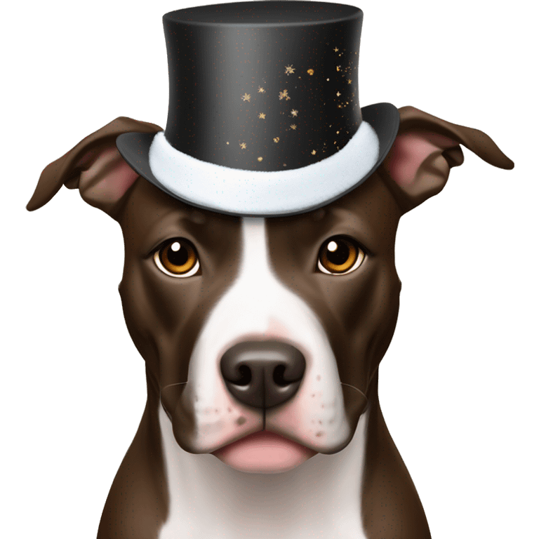 American Staffordshire Terrier dark brown in a New Year's hat emoji