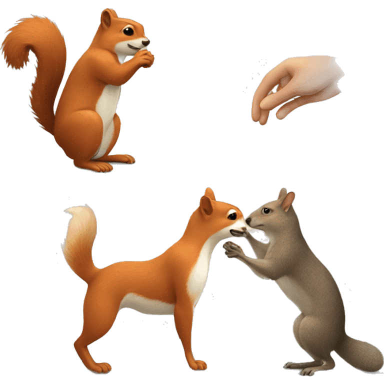 Handshake between an squirrel and a dog emoji