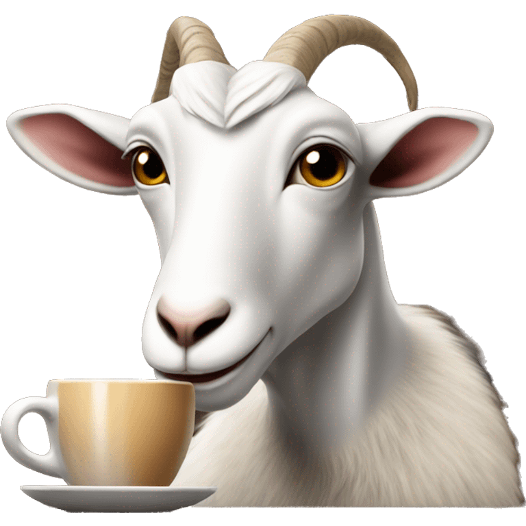 Goat drinking coffee at a bar emoji