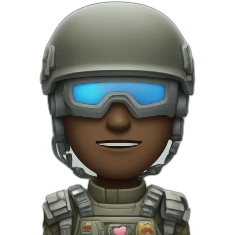 A cyborg soldier who want peace and love emoji