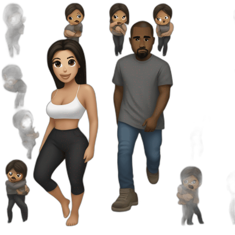 kim kardashian carrying midget kanye emoji