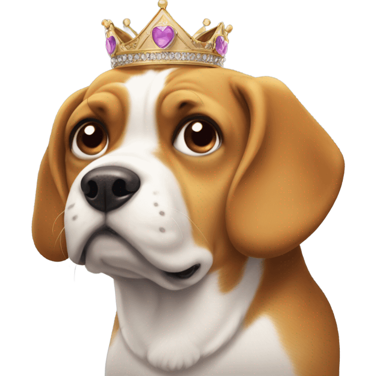 fat beagle with a princess crown emoji