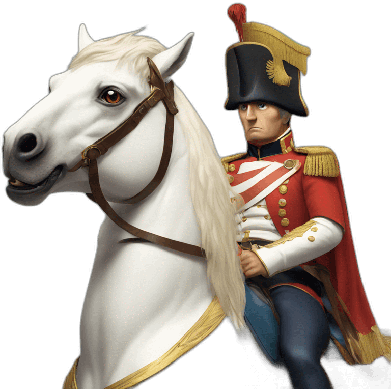 serious angry napoleon on white horse hold a golden eagle emoji