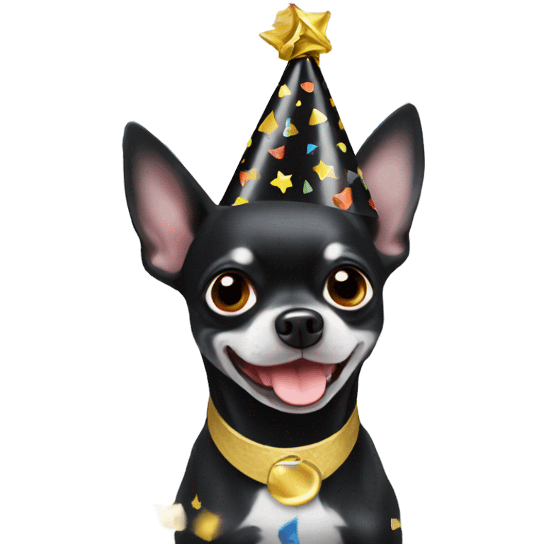 Black chihuahua party hat confetti  emoji