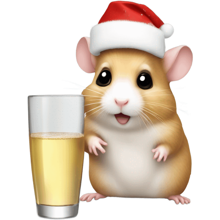 hamster christmas with champagne emoji