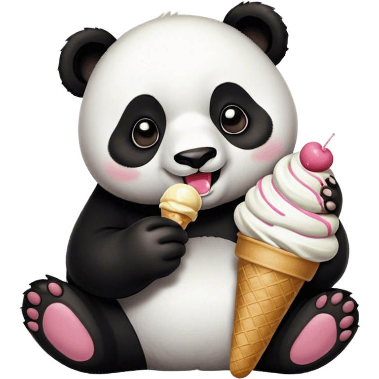 Panda eating ice cream emoji