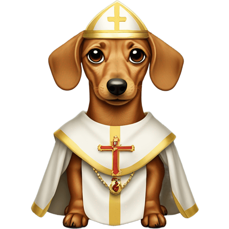 Blonde dachshund in a pope outfit emoji